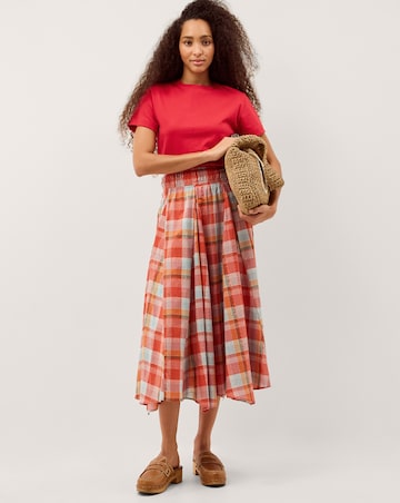 Monsoon Cecily Check Midi Skirt