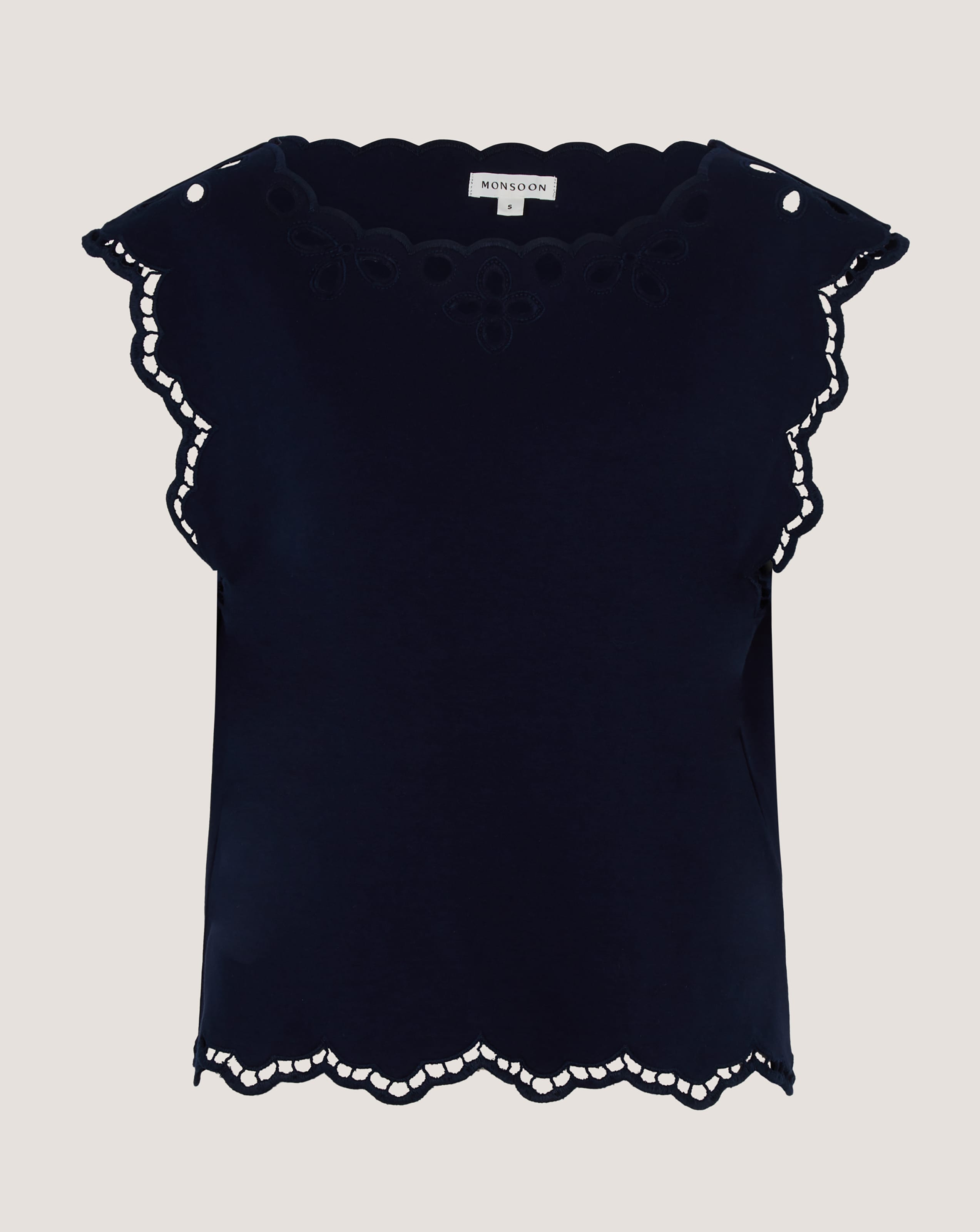New In - Monsoon Gaia Floral Cutwork Top