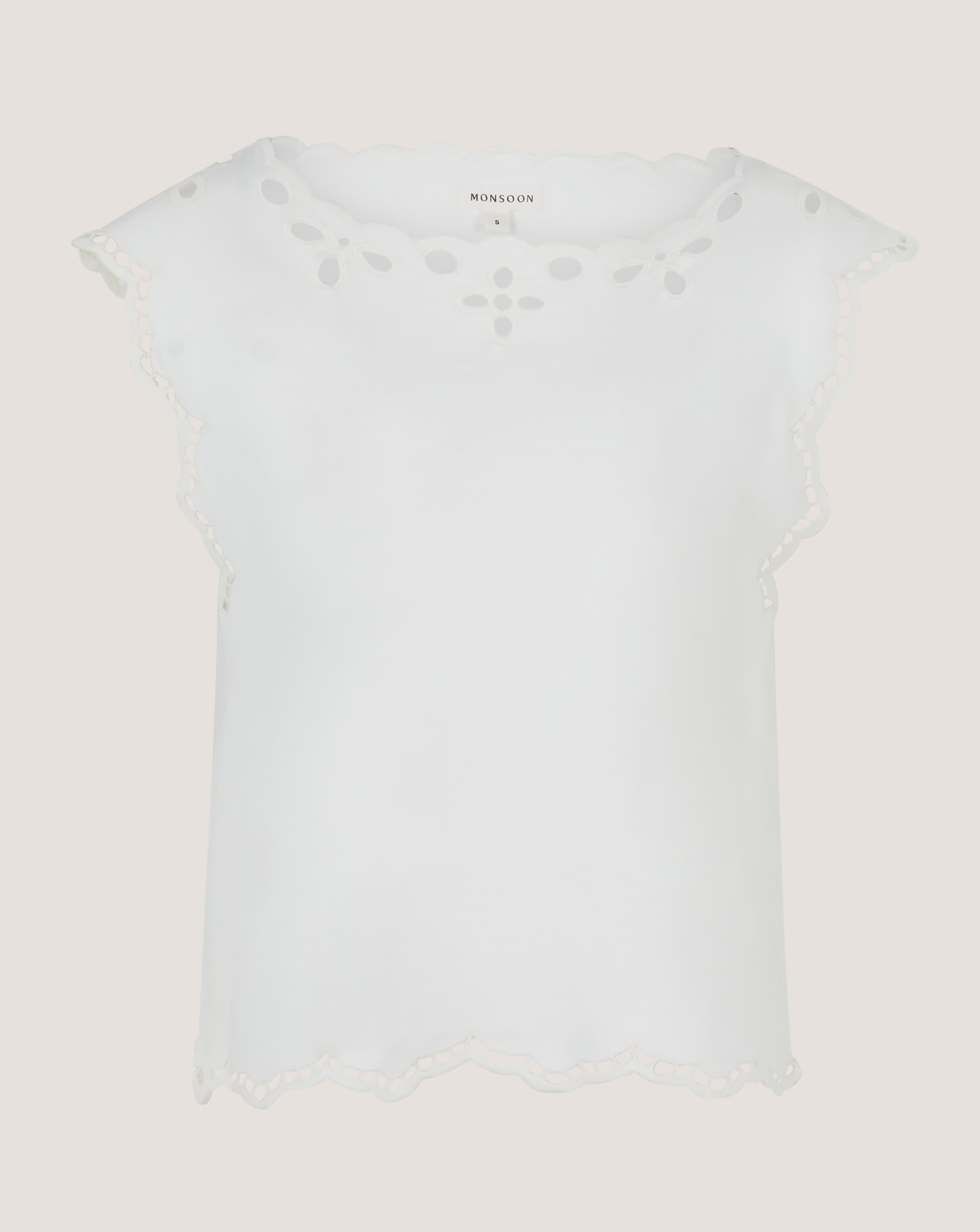 New In - Monsoon Gaia Floral Cutwork Top
