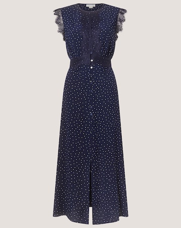 Monsoon Cleo Lace Polka Dot Midi Dress