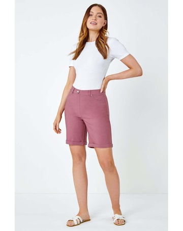 Roman Elastic Waist Turn Up Shorts