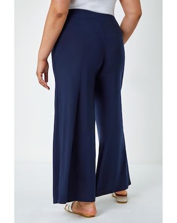 Roman Curve Elastic Waist Wide Trousers