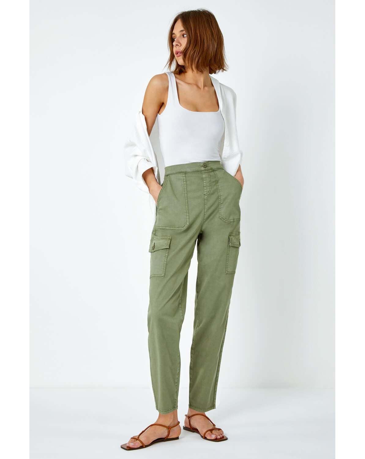 Roman Elastic Waist Stretch Trousers