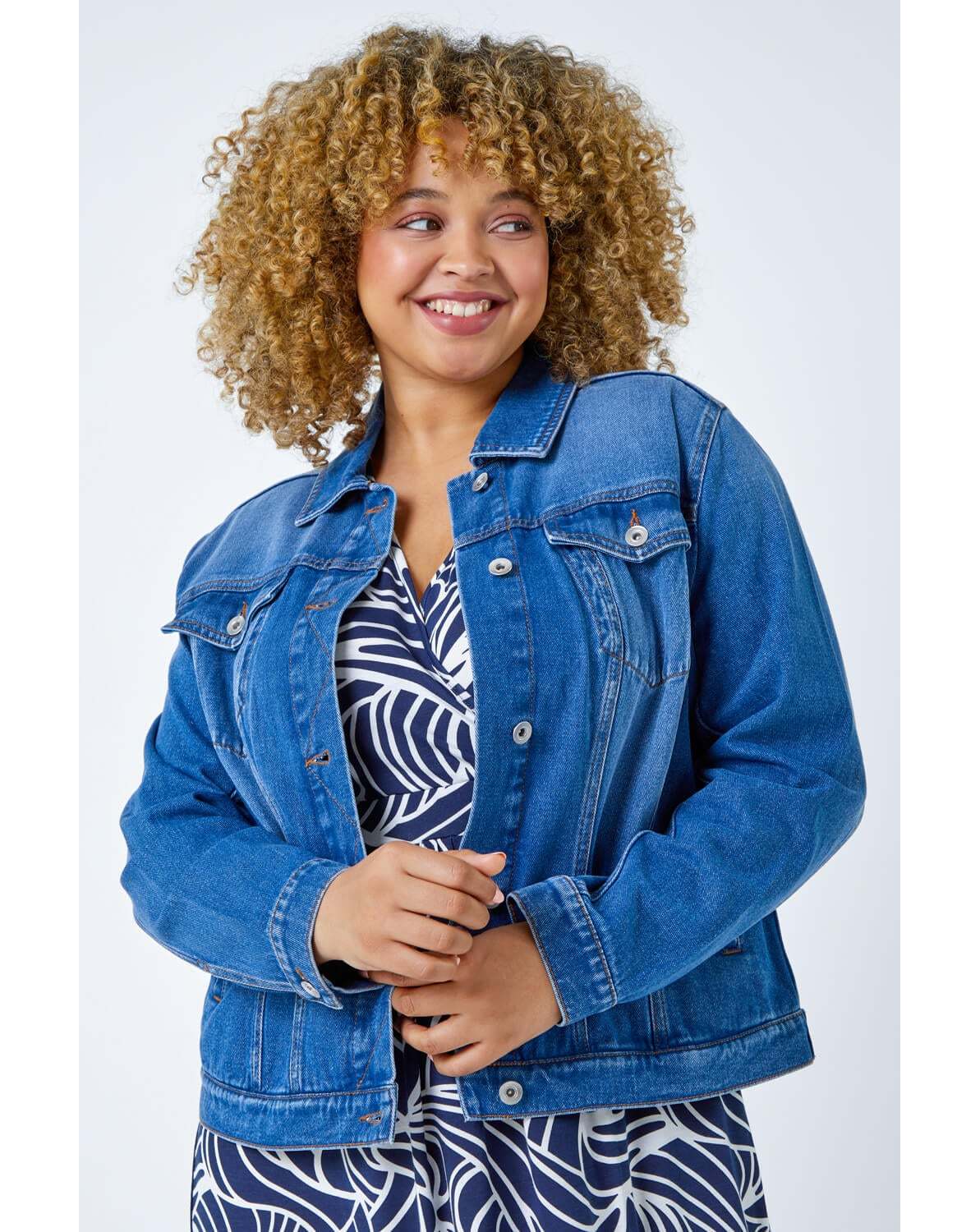New In - Roman Curve Cotton Denim Jacket