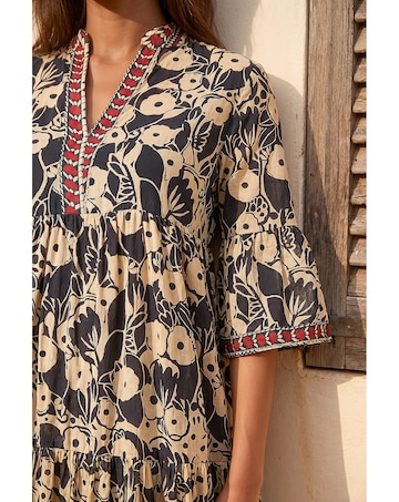 Roman Floral Print Border Maxi Dress