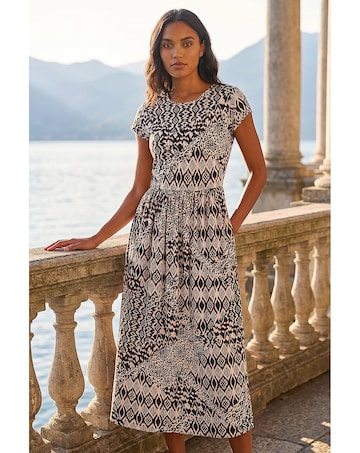 Roman Abstract Print Midi Dress