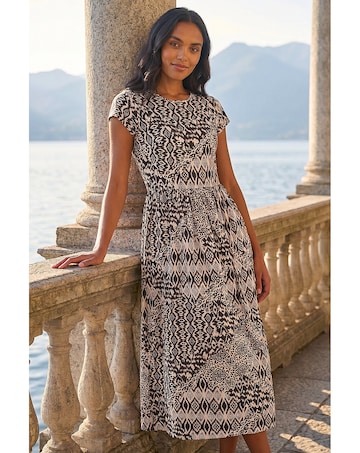 Roman Abstract Print Midi Dress