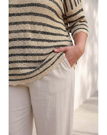 Roman Curve Scallop Hem Stripe Knit