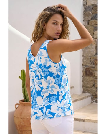 Roman Floral Print Stretch V-Neck Vest