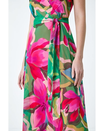 Roman Floral Print Halterneck Maxi Dress