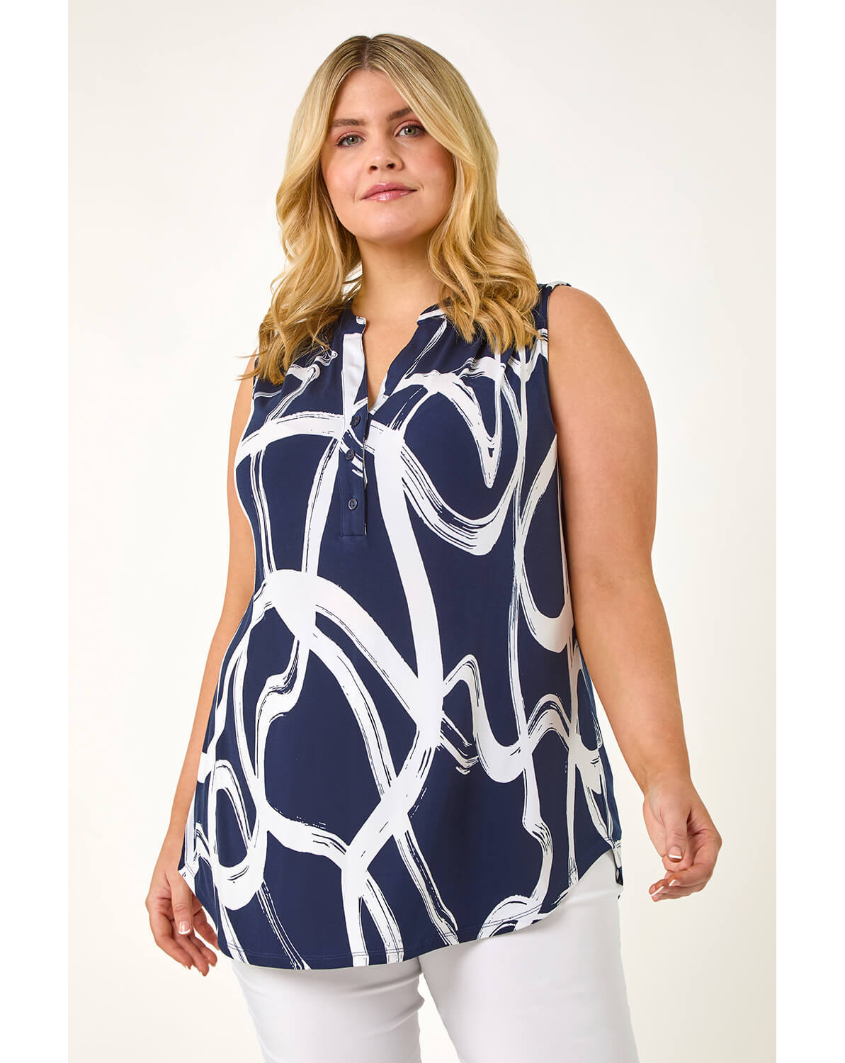 New In - Roman Curve Abstract Print Vest Top