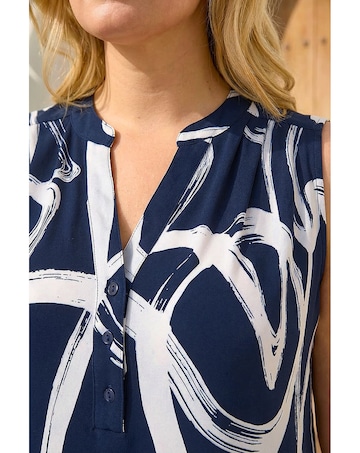 Roman Curve Abstract Print Vest Top