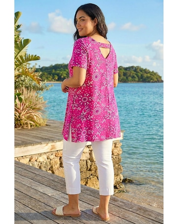 Roman Curve Paisley Print Bar Back Top