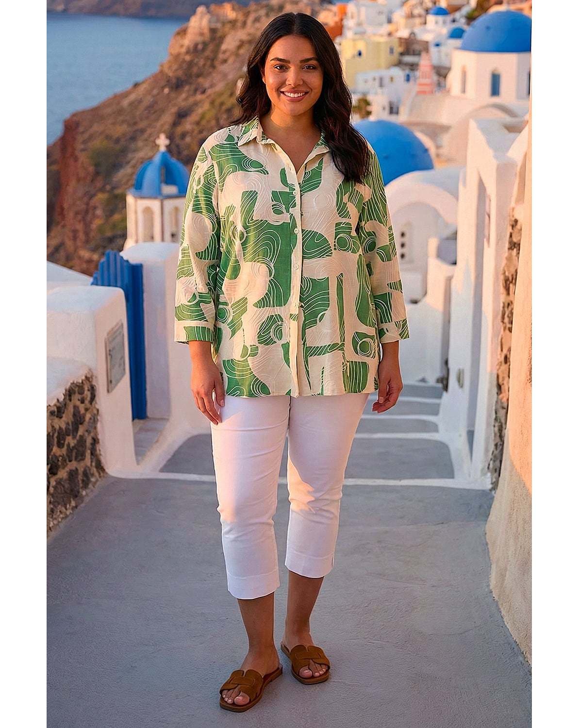 New In - Roman Curve Textured Geometric Shirt