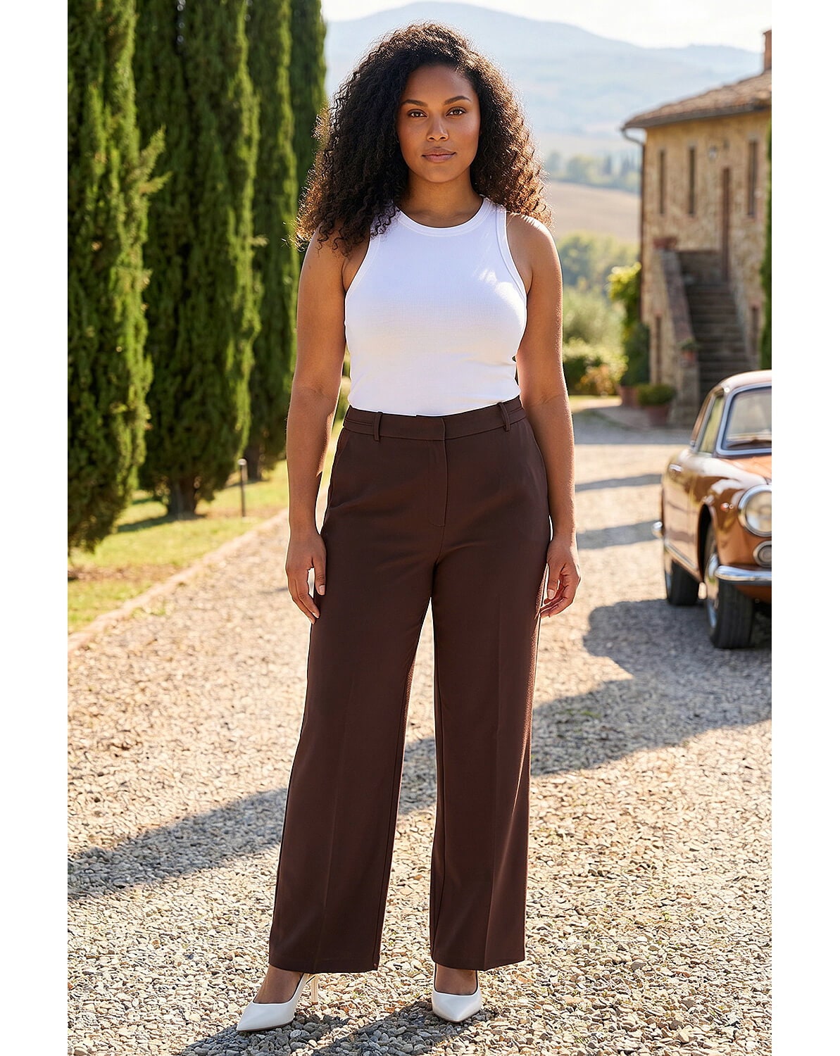 Roman Curve Wide Leg Tailored Trouser