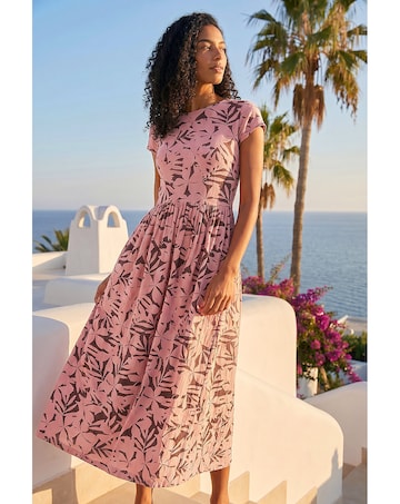 Roman Floral Print Stretch Midi Dress
