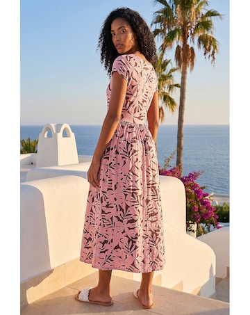 Roman Floral Print Stretch Midi Dress