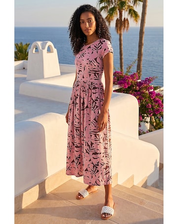 Roman Floral Print Stretch Midi Dress