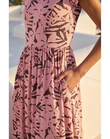 Roman Floral Print Stretch Midi Dress