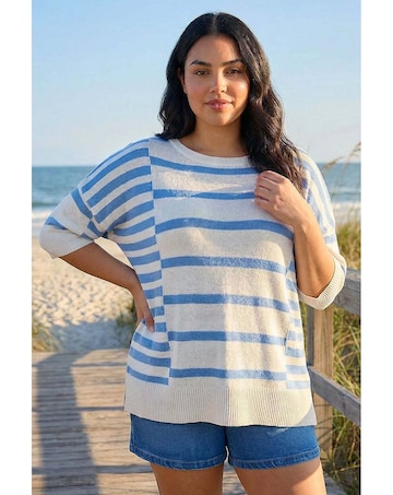 Roman Curve Stripe Knit Jumper
