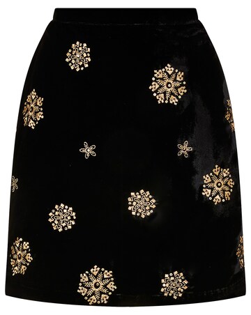 Monsoon Lynne Embroidered Velvet Skirt