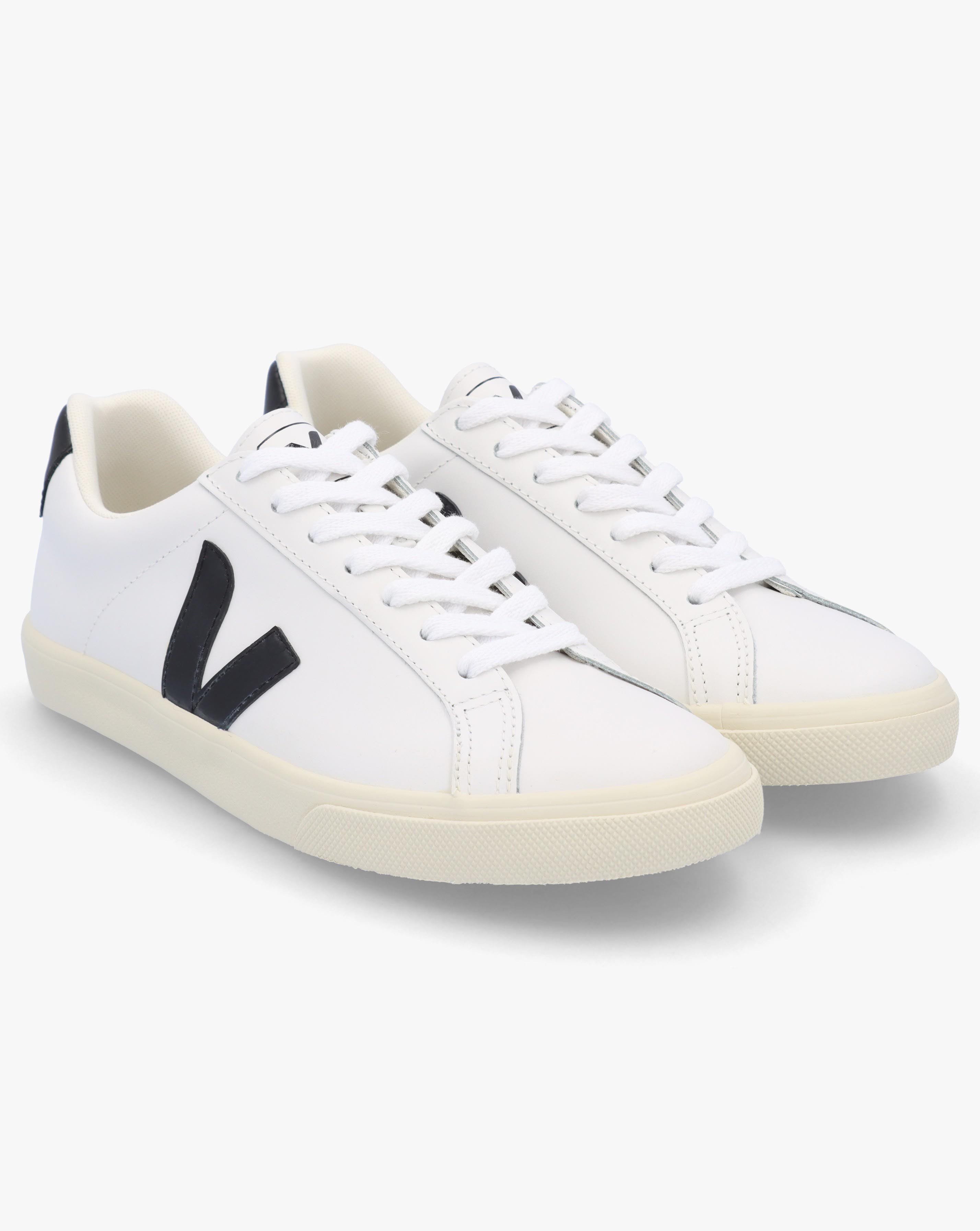 Veja Esplar Logo Extra White Black Leather Trainers Simply Be
