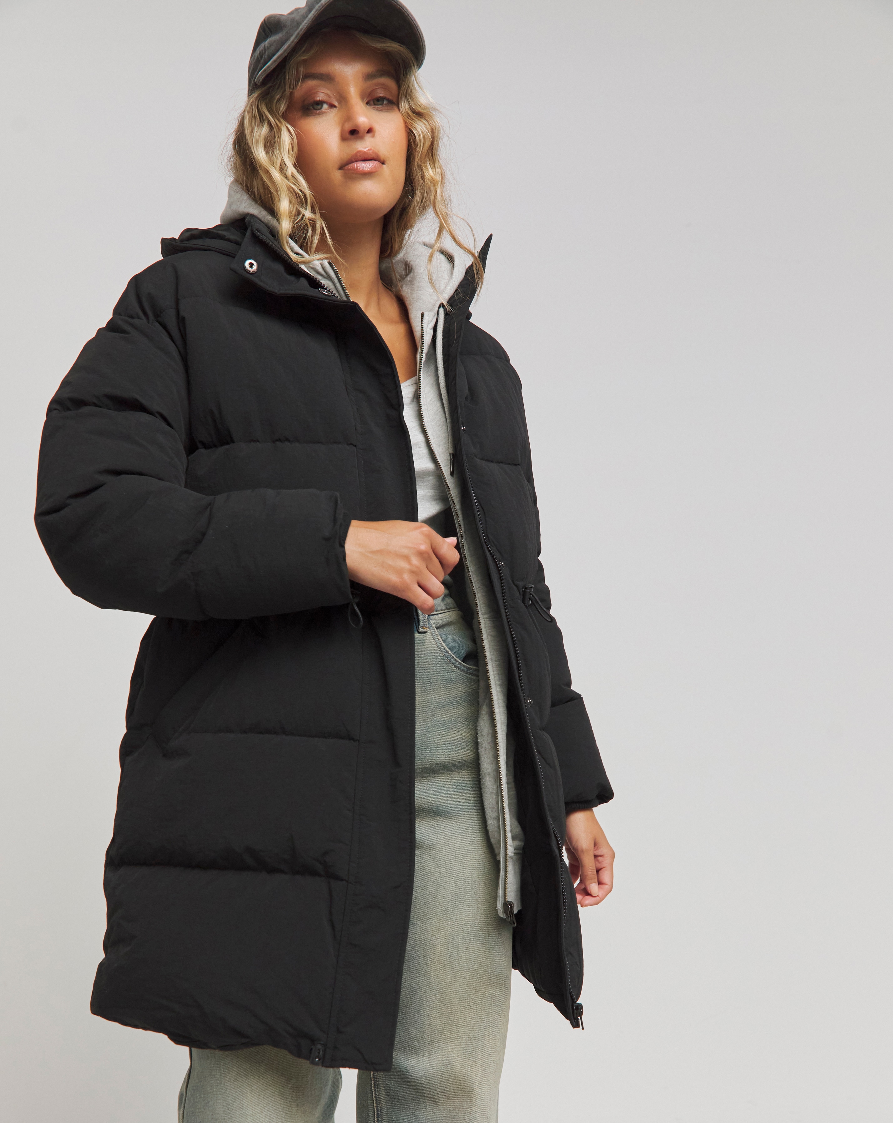 Black Longline Padded Jacket