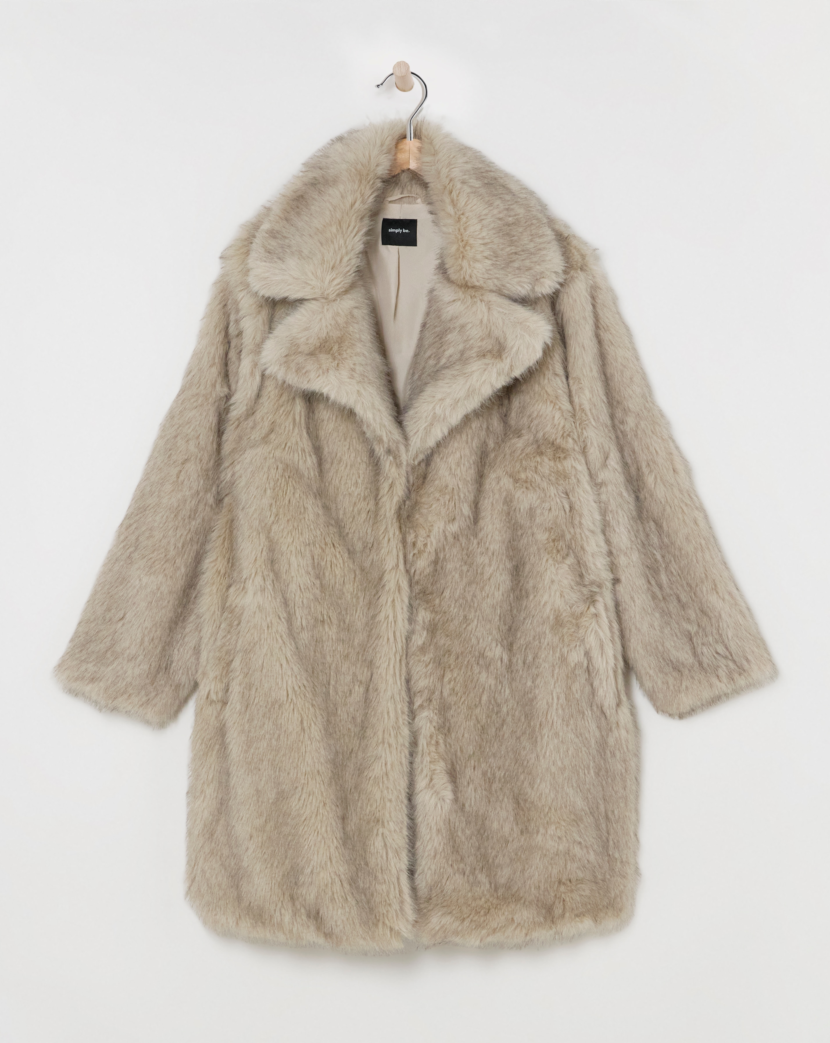 Natural Collar Revere Faux Fur Coat