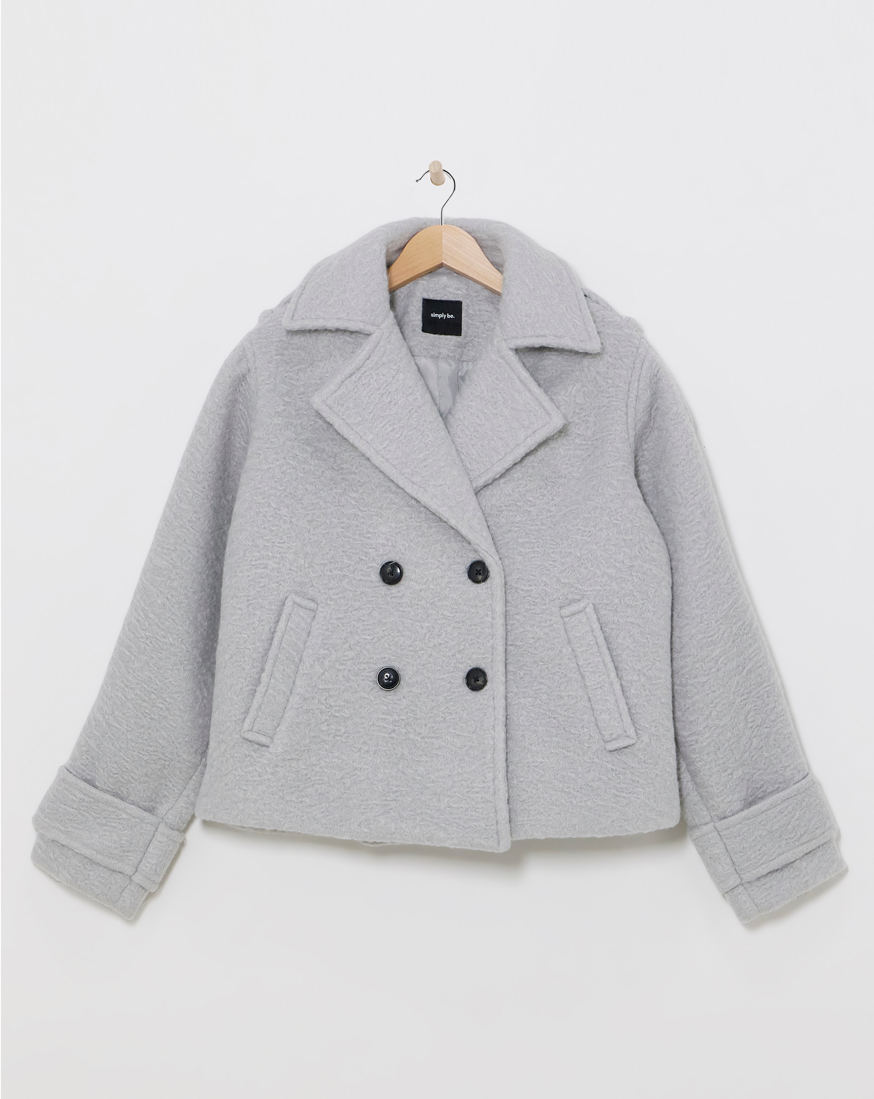 Grey Cropped Faux Wool Trench