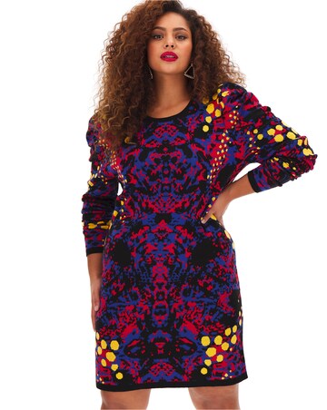 Multi Print Knitted Dress