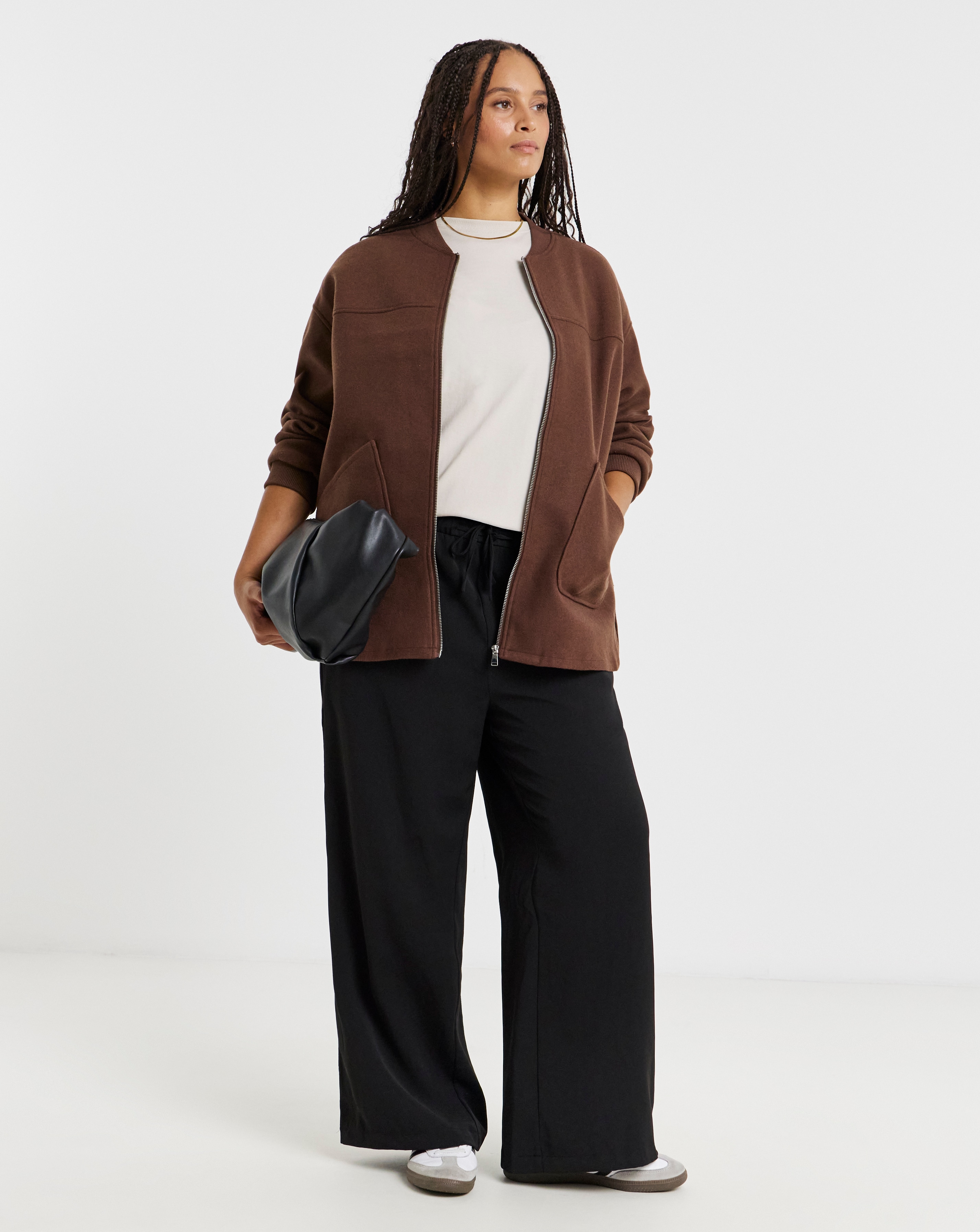 Chocolate Soft Zip Bomber Jacket