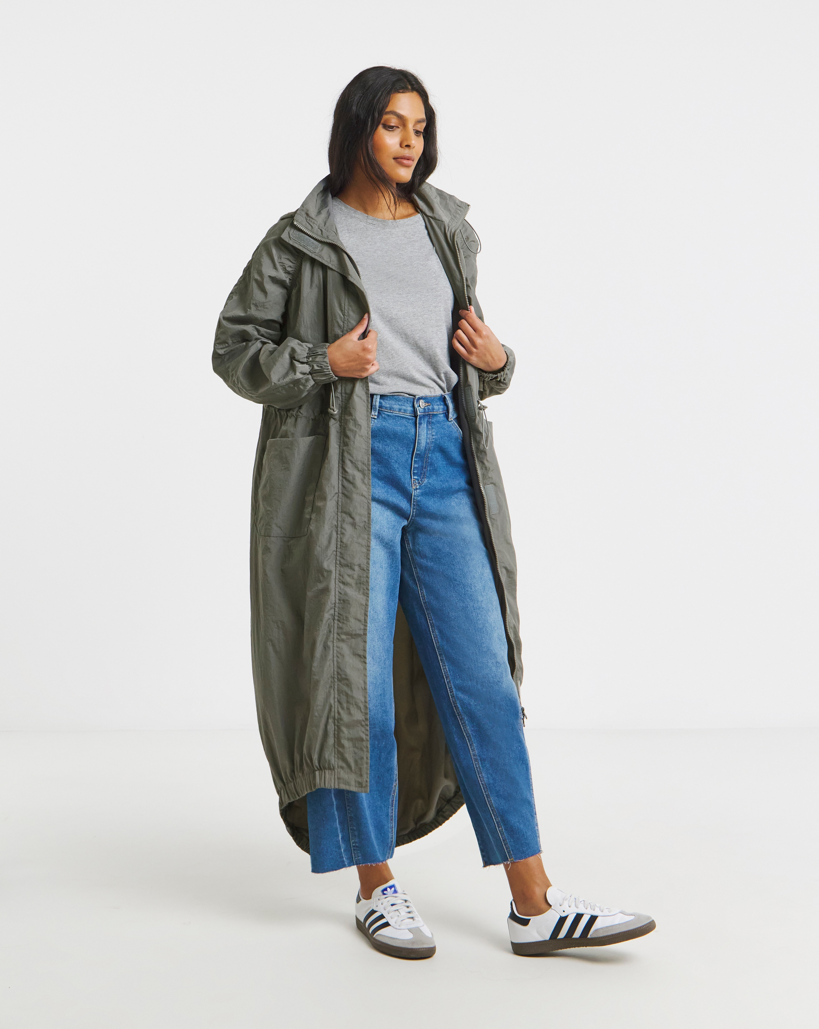 Grey Pocket Detail Parachute Parka