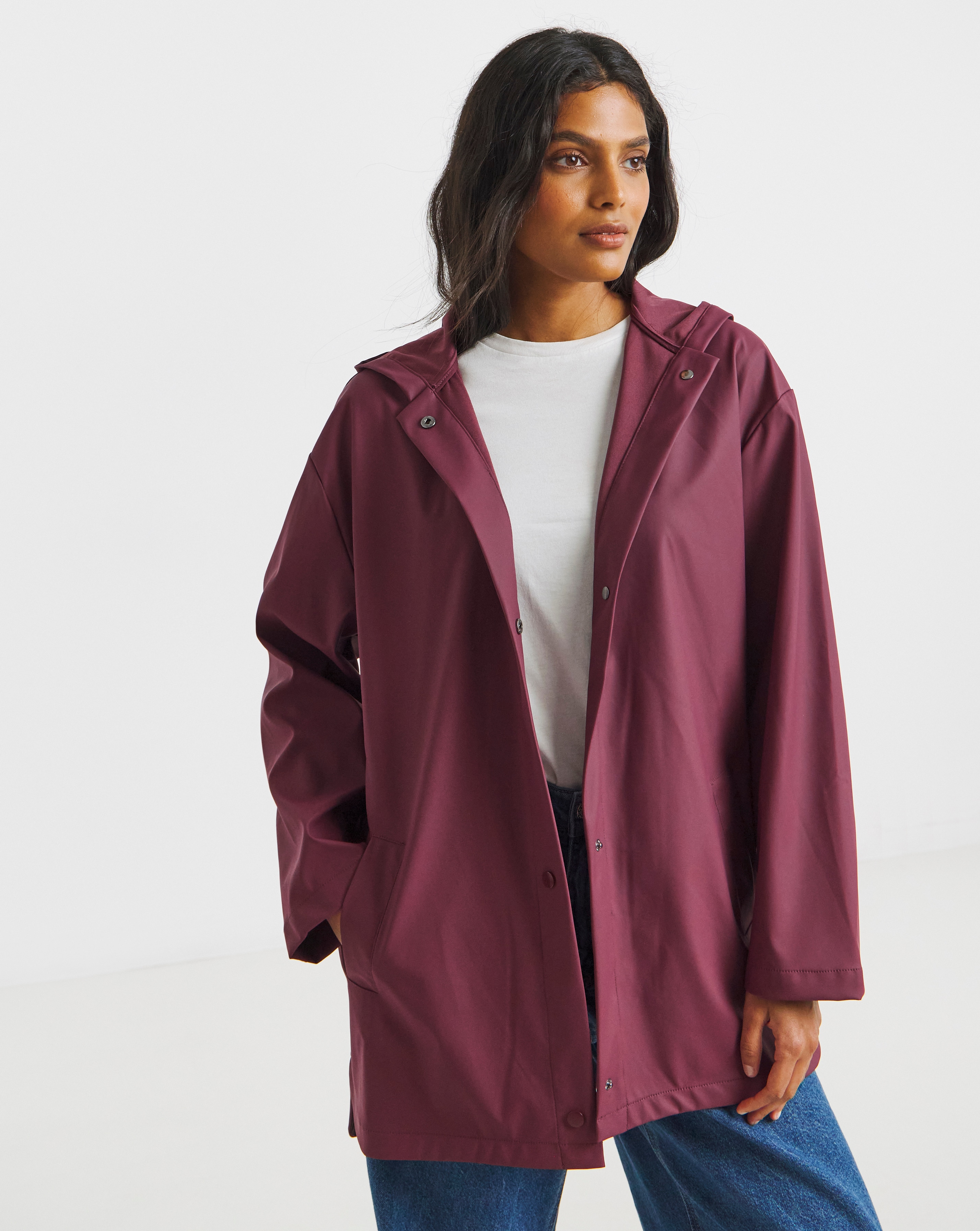 Burgundy Short Rubberised Mac