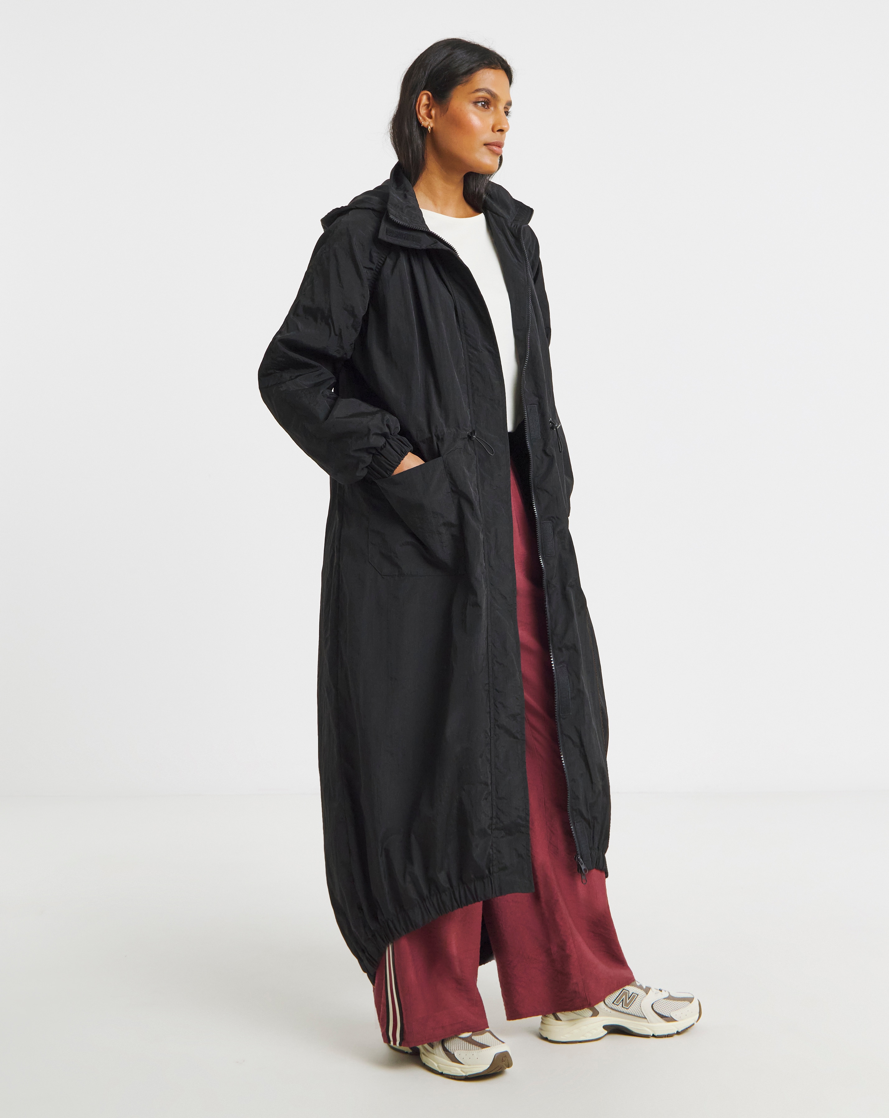 Black Pocket Detail Parachute Parka