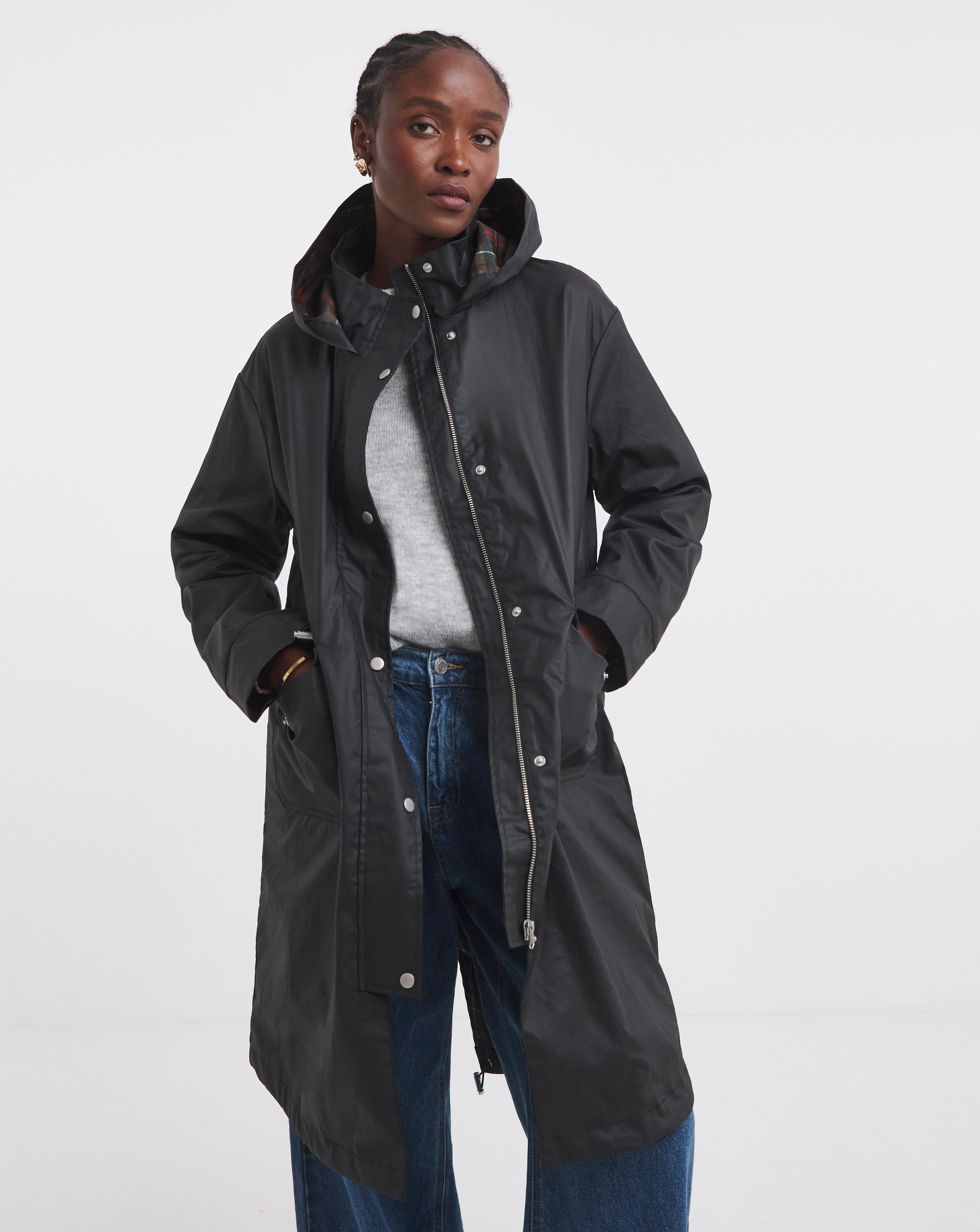Black Double Pocket Rubberised Coat