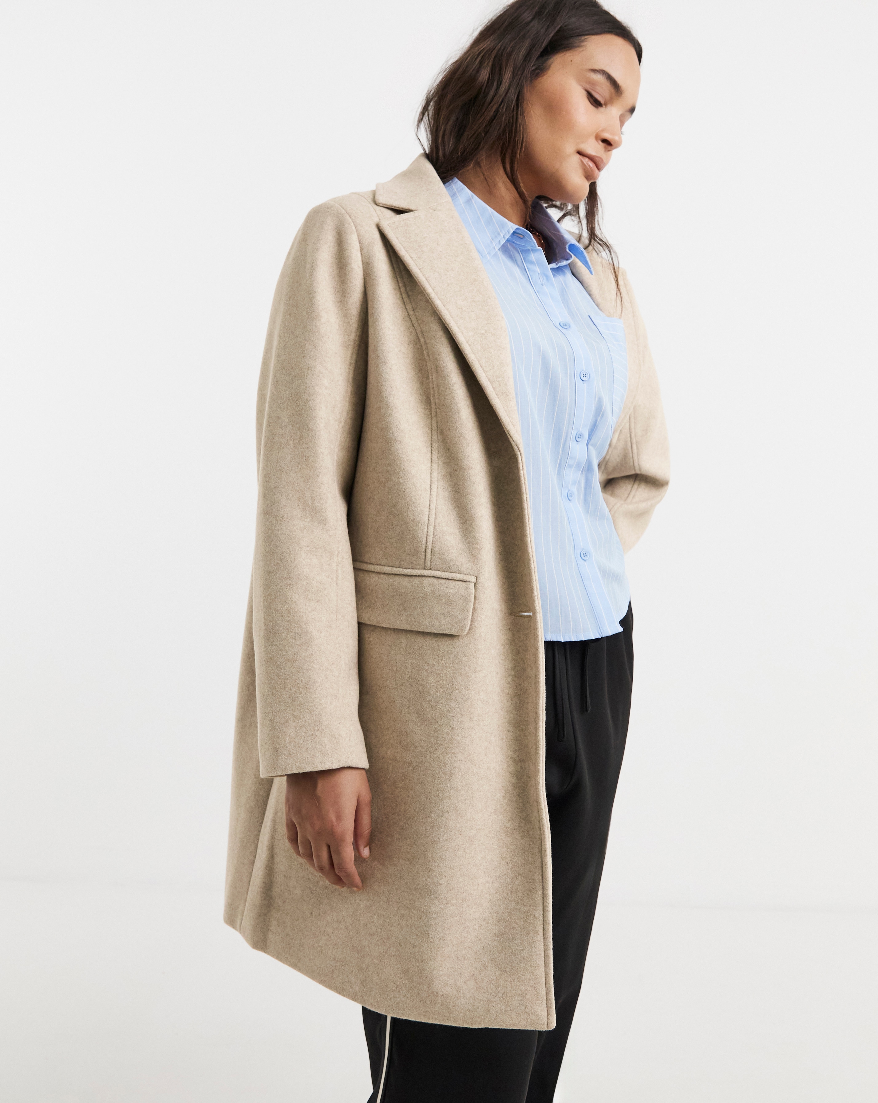 Oatmeal Short Faux Wool Coat