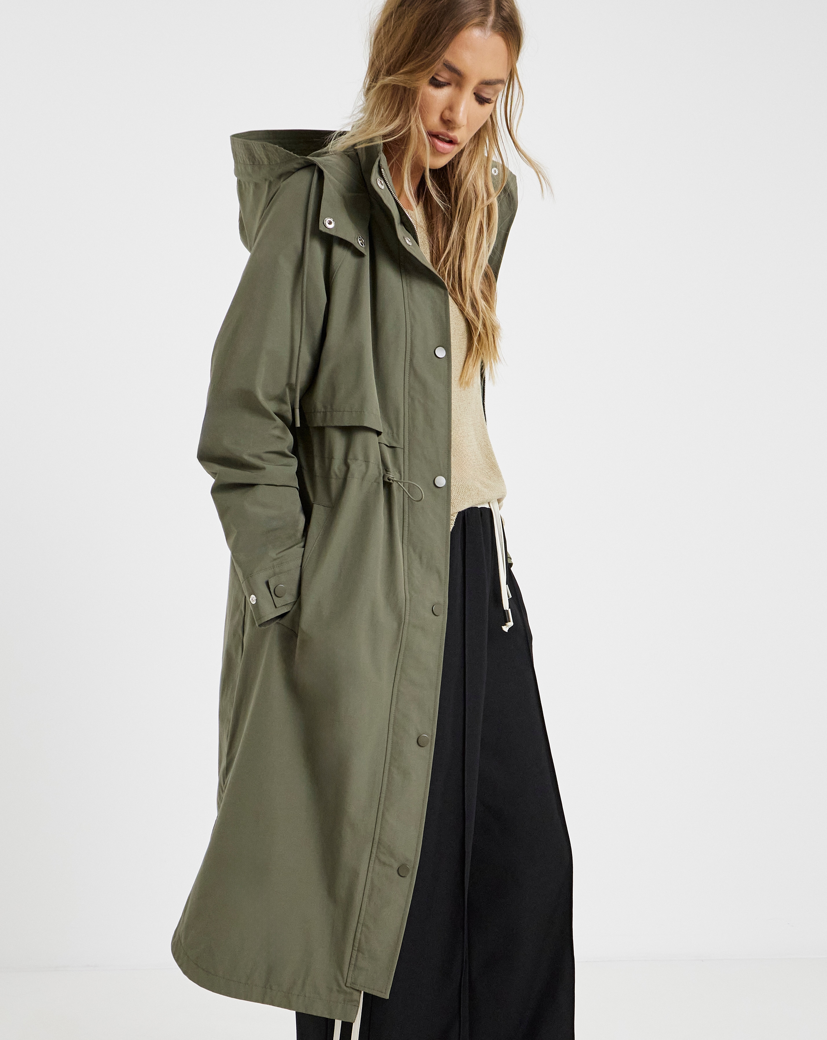 Khaki Storm Flap Detail Parka