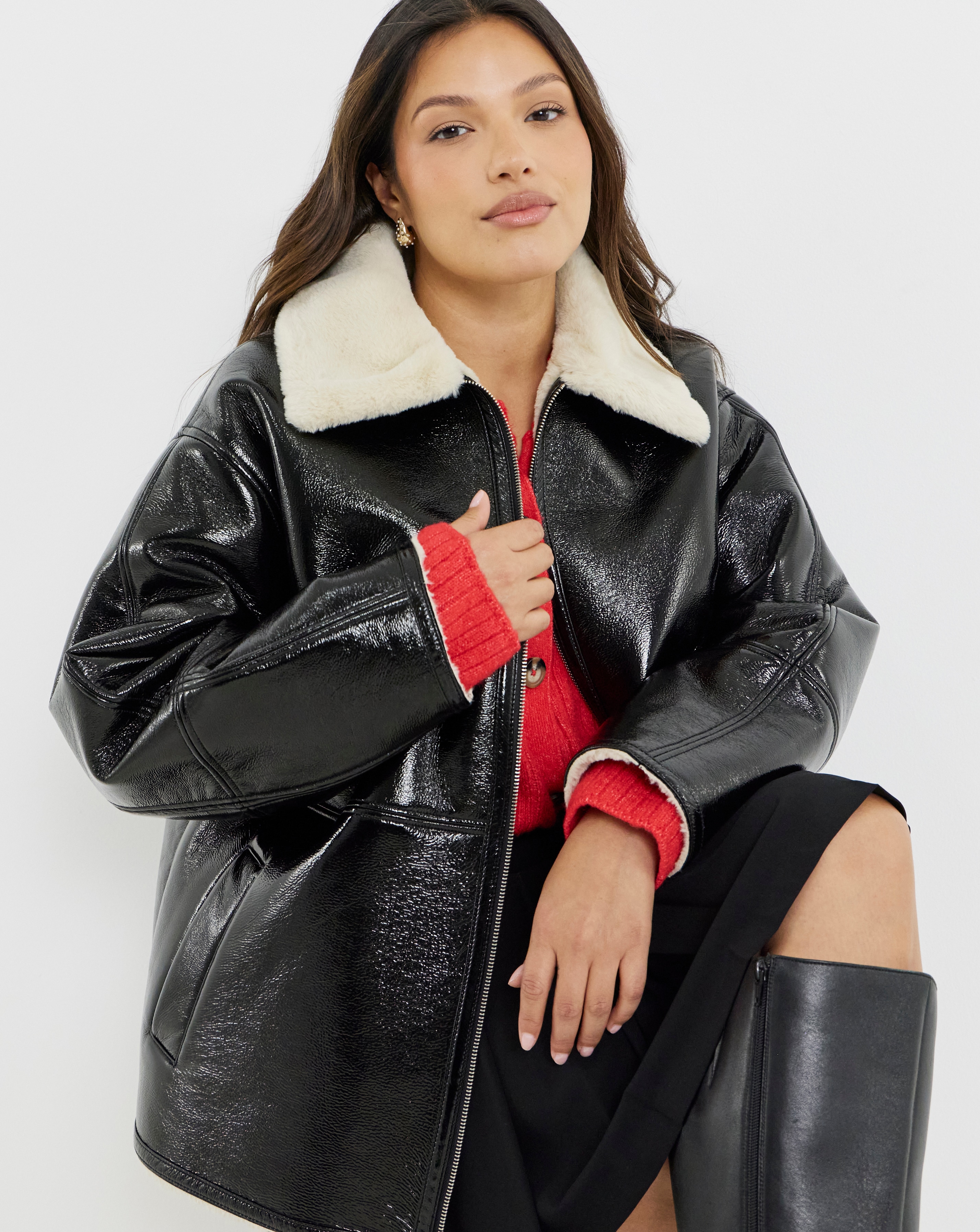 New In - SBE Black Lacquered Aviator Jacket