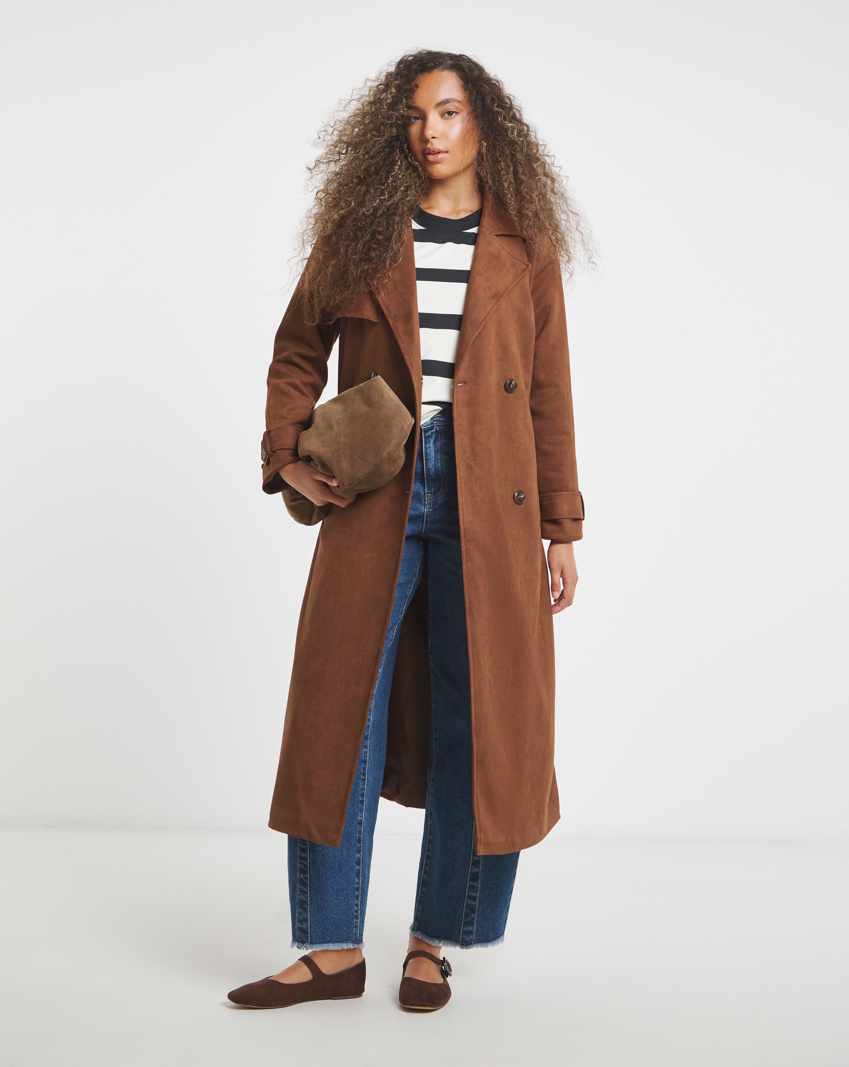 New In - Tan Suedette Trench Coat