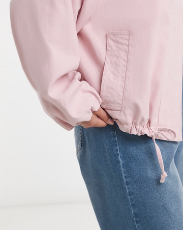 Pink Cotton Lyocell Short Parka Jacket