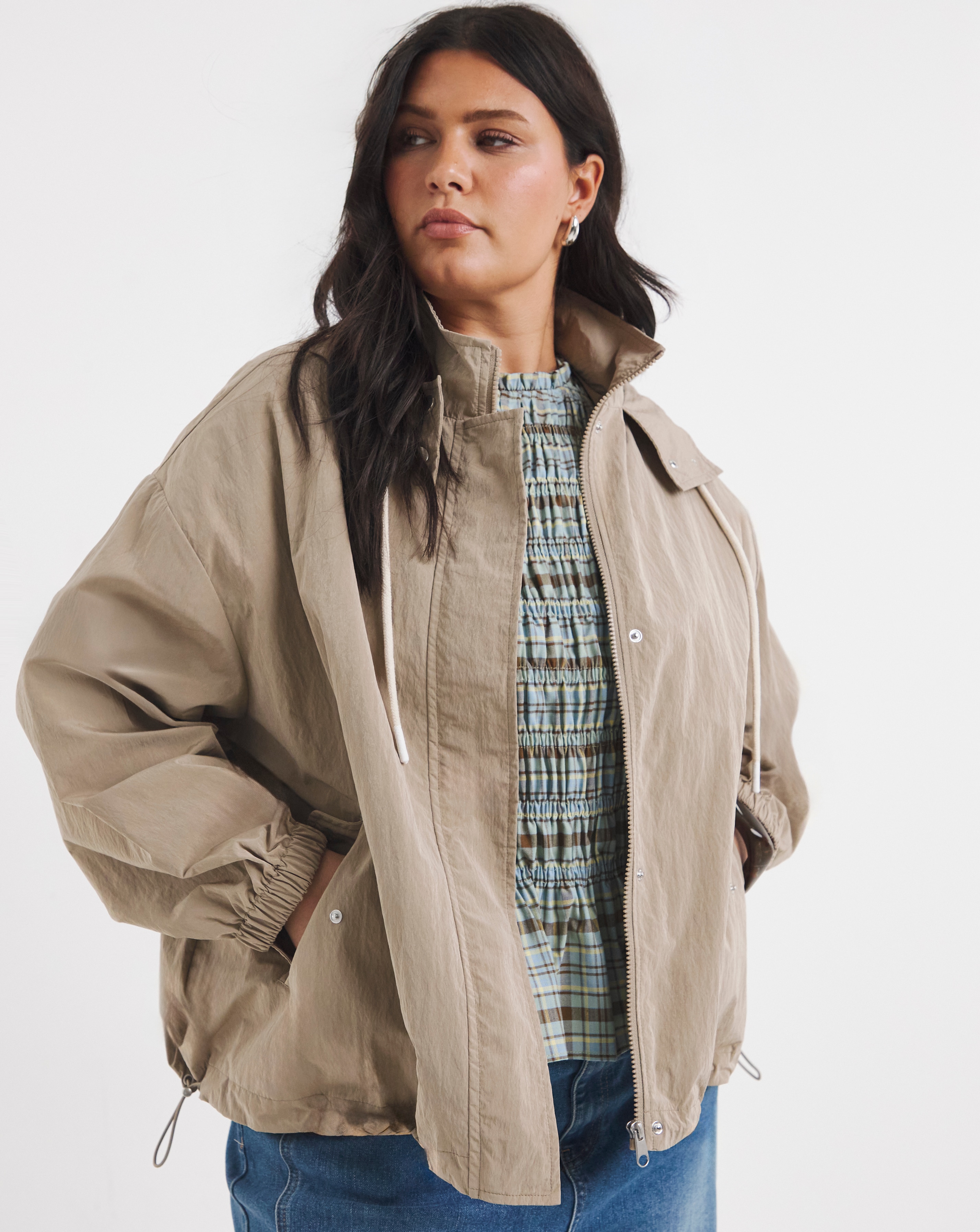 New In - Stone Hooded Wind Breaker