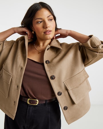 Tan Suedette Pocket Shacket