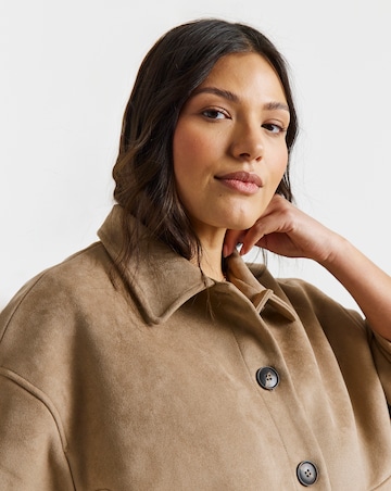 Tan Suedette Pocket Shacket