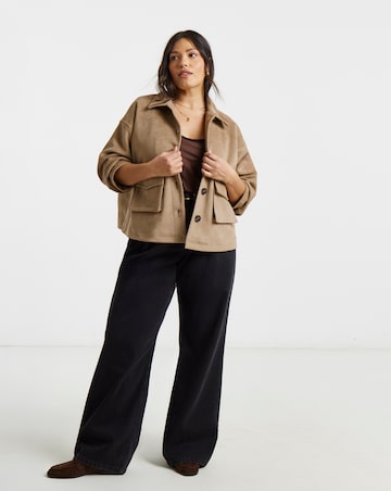 Tan Suedette Pocket Shacket