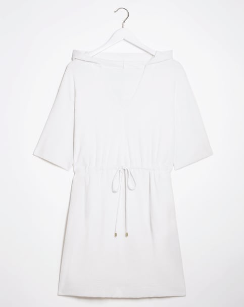 Cotton Towelling Poncho - White