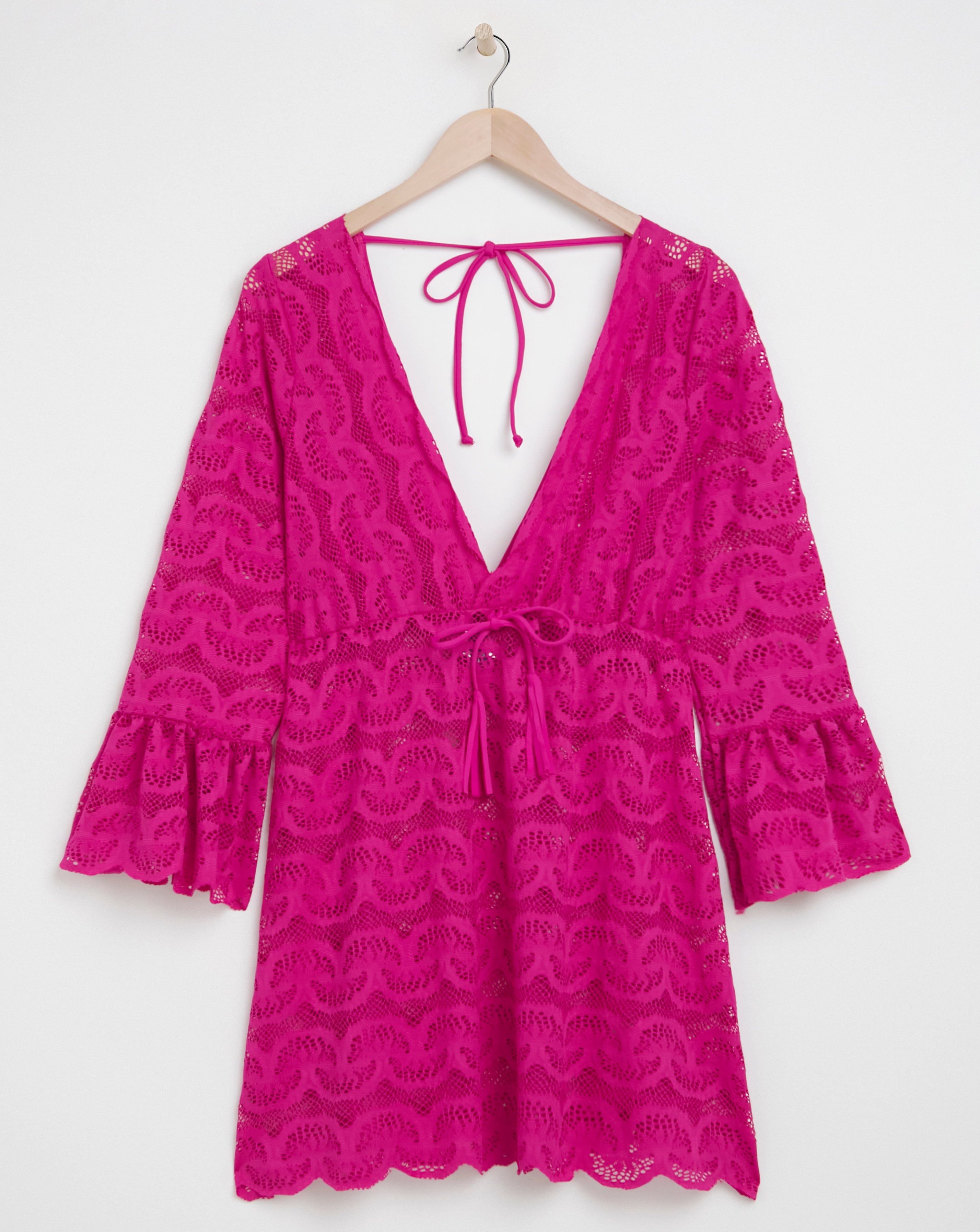 Pink - Women's - Figleaves Curve Cancun Lace Beach Dress - Size 10