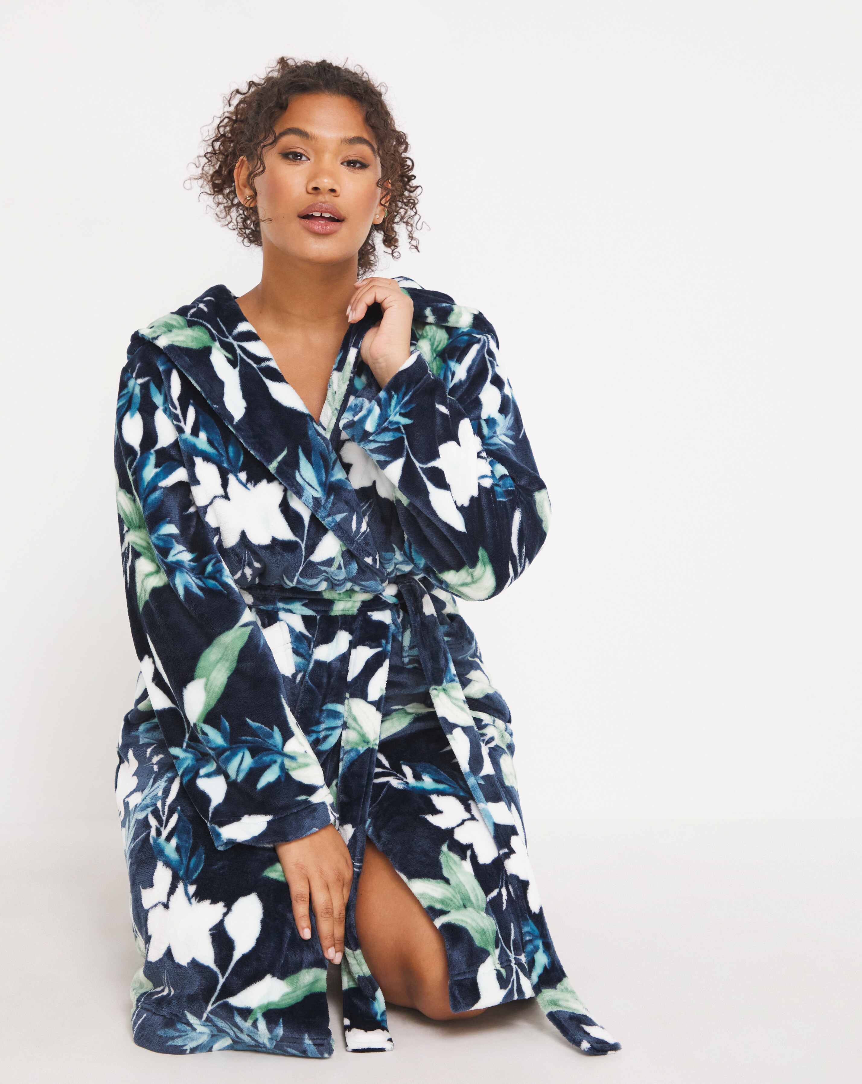 floral dressing gown fleece