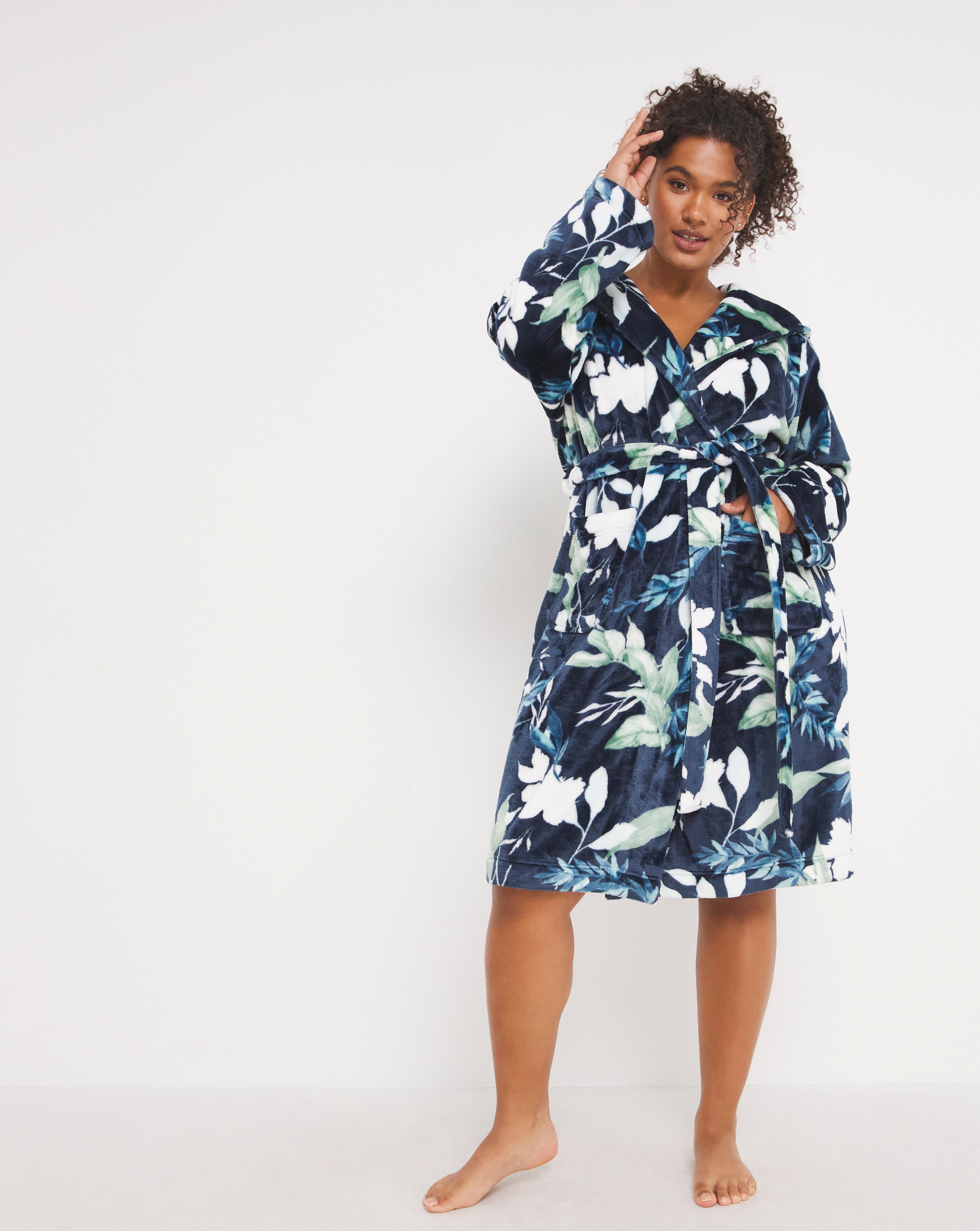 floral dressing gown fleece
