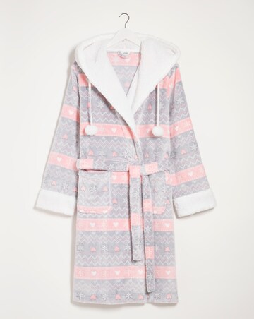 Pretty Secrets Cosy Fleece Dressing Gown With Pom Poms