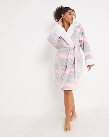 Pretty Secrets Cosy Fleece Dressing Gown With Pom Poms
